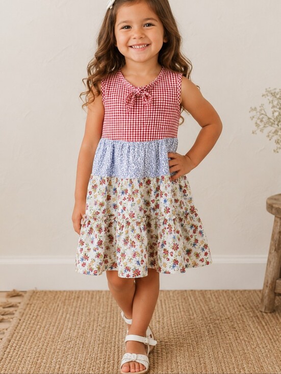 Arizona Jean Company Other - Vintage Y2K Arizona Plaid Dress Kids 4T Floral Red